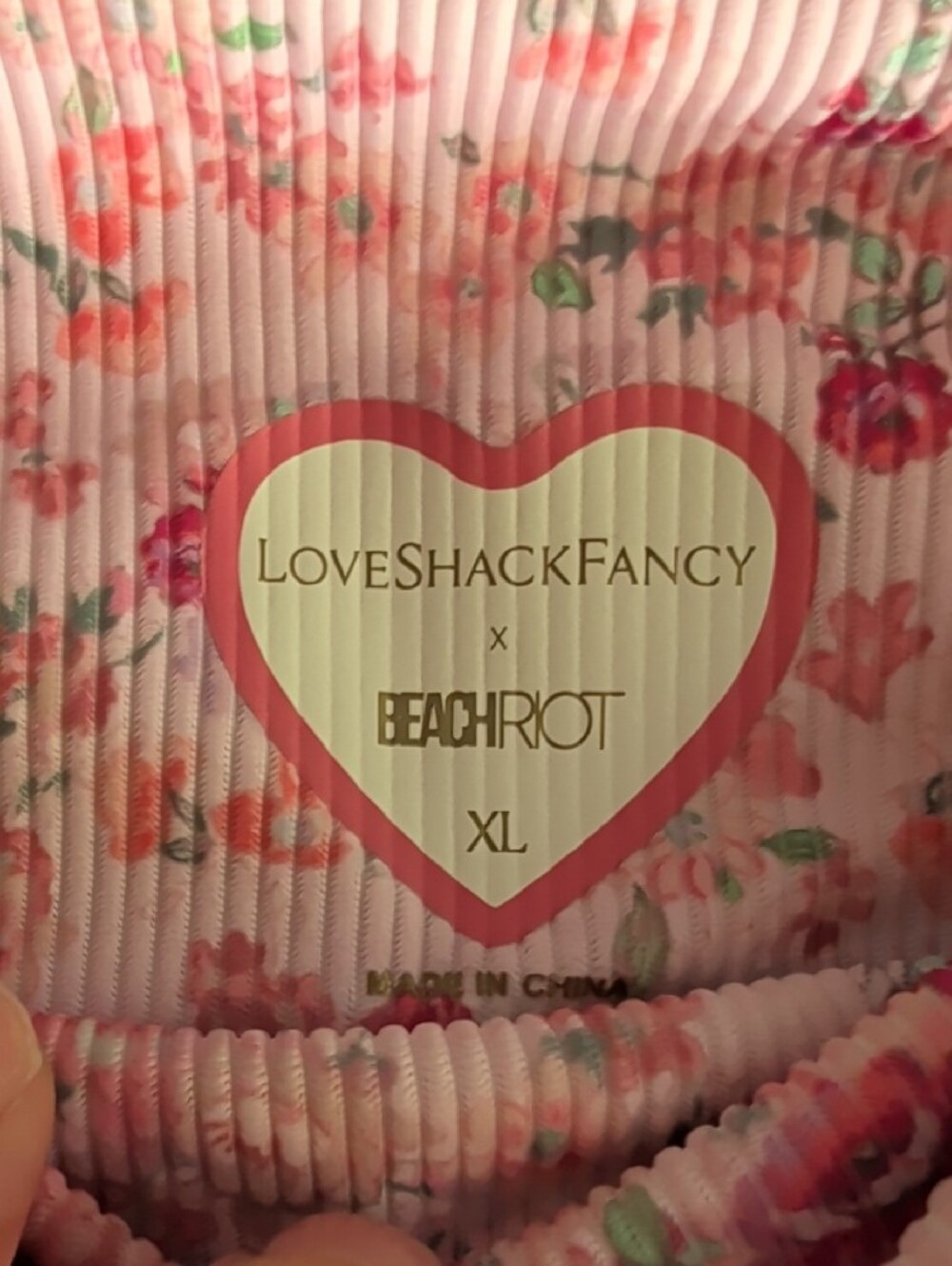 LoveShackFancy Pink Floral Ribbed Leggings - Picture 3 of 10